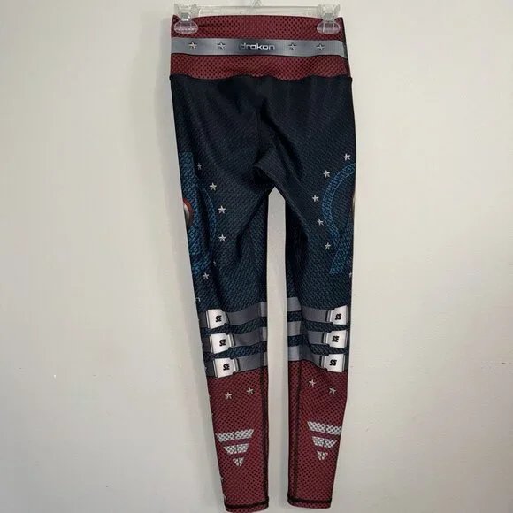 Drakon Captain America Leggings Workout Compression Womens One Size Thick Marvel - Picture 6 of 11